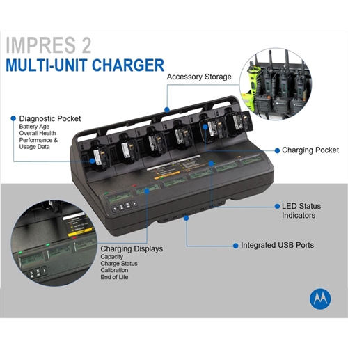 Motorola NNTN8844 IMPRES 2 Multi-Unit Charger - APX 6000, 8000
