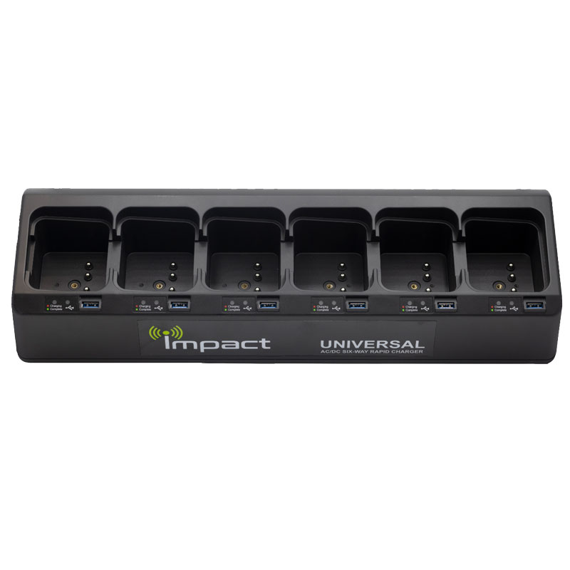 Impact IMPC-6AC/DC Six Slot Battery Charger, USB - Kenwood VP6000