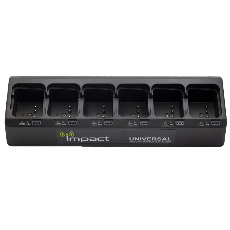 Impact IMPC-6AC/DC Six Slot Battery Charger, USB - Kenwood VP6000