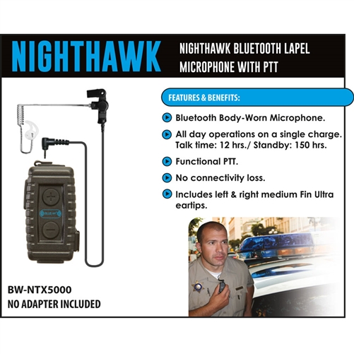 Nighthawk Bluetooth Body Microphone - EarPhone Connection