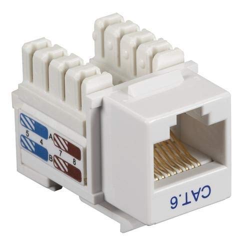Black Box CAT6J-WH White CAT6 Keystone Jack, Unshielded