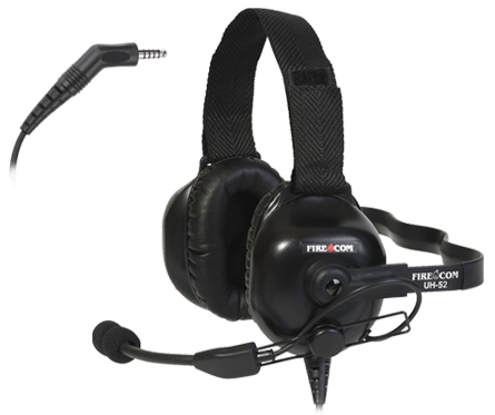 Firecom UH-52 Wired PTT Intercom/Listen-Only Radio Headset - Black PTT