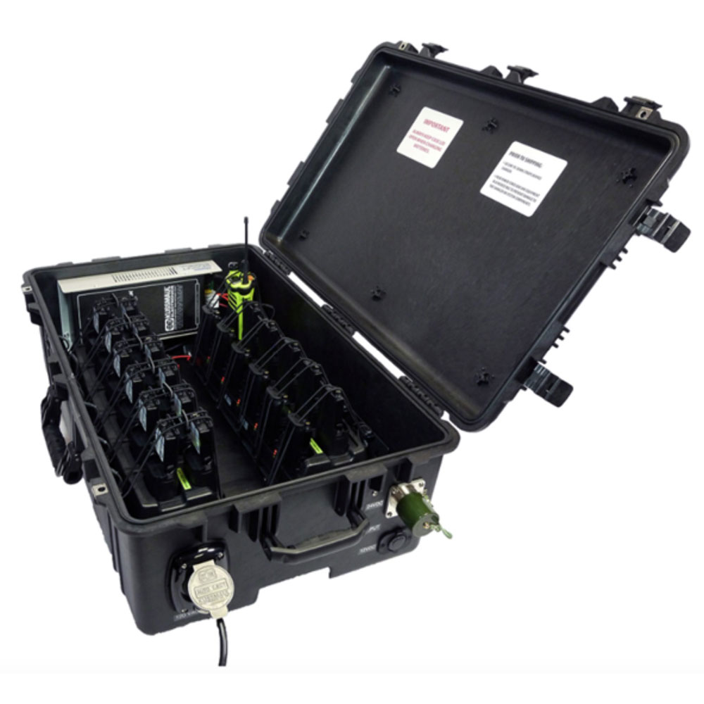 Power Products FOCS2-12 AC/DC 12-Slot 2-Way Radio Wheeled Charger Case