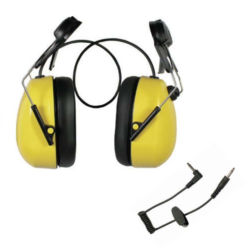 Pryme HBB-EM-LO-HMY Yellow Listen-Only Helmet Mount Headset, 3.5mm