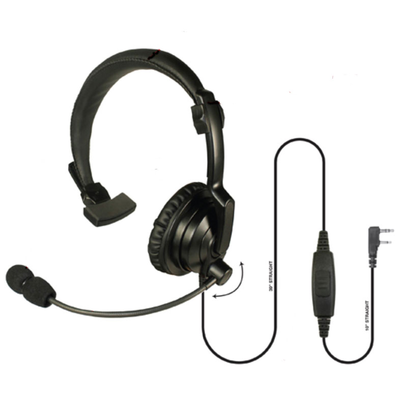 Pryme HLP-SNL-01 Lightweight Padded Headset, Boom Mic - Kenwood 2-Pin