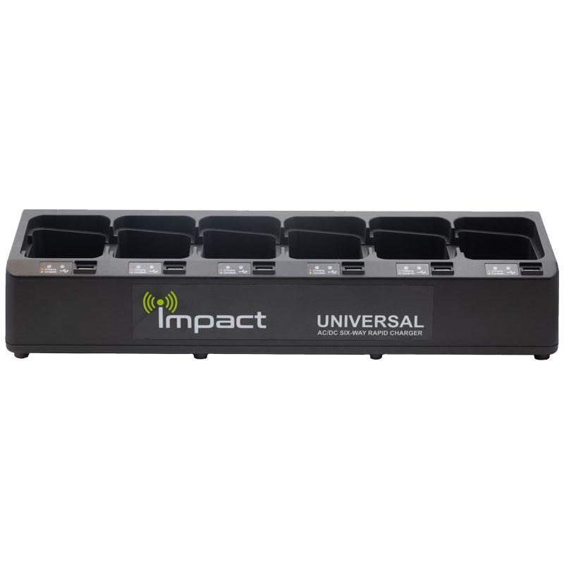Impact IMPC-6AC/DC Six Slot Battery Charger, USB - Kenwood VP6000