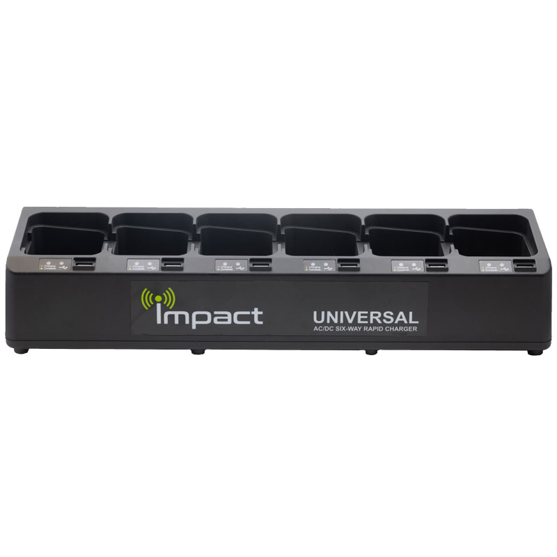 Impact IMPC-6AC/DC Six Slot Battery Charger, USB - BKR 5000