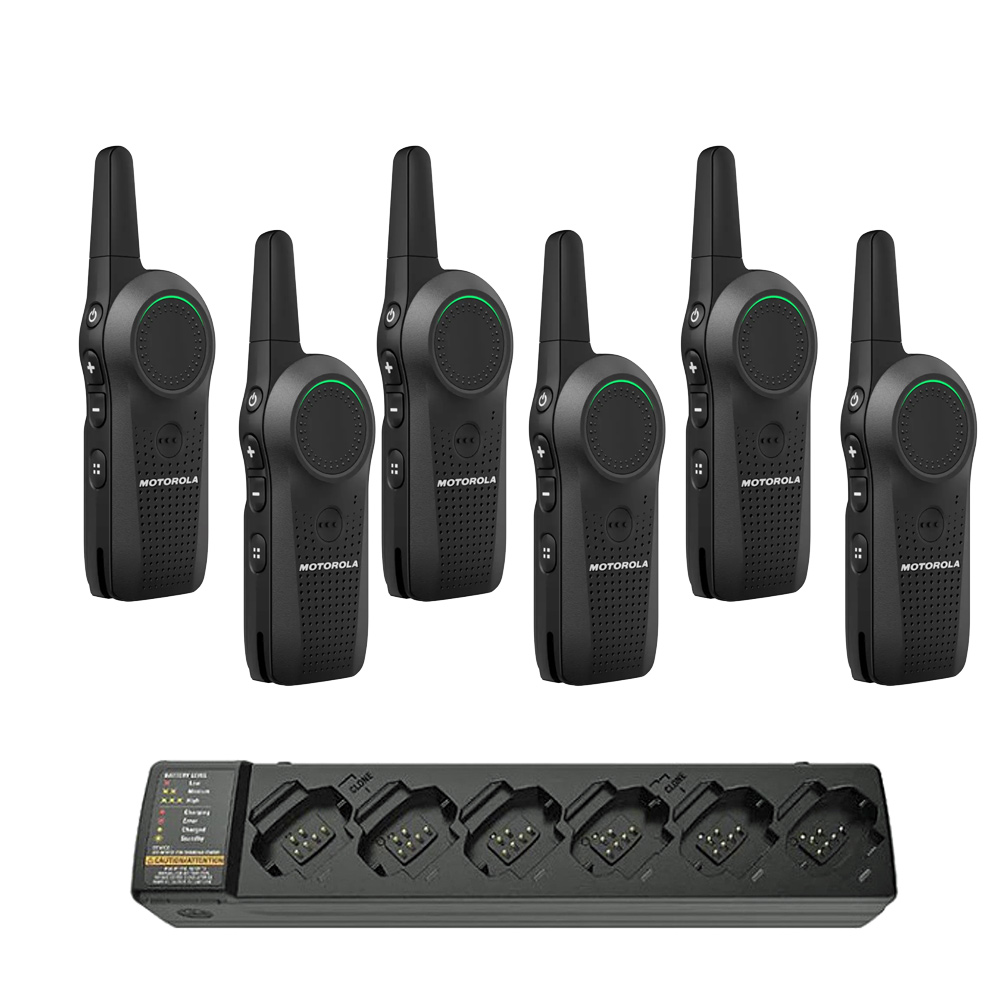 Motorola DLR110 Curve 900 MHz/WiFi Digital Radio 6-Pack, Charger