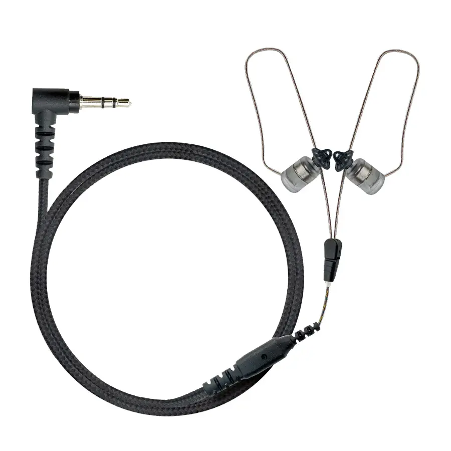 N-ear 360 Flexo Dynamic Braided Fiber Dual Ear Receive-Only Earpiece Kit, 24 inch Cable