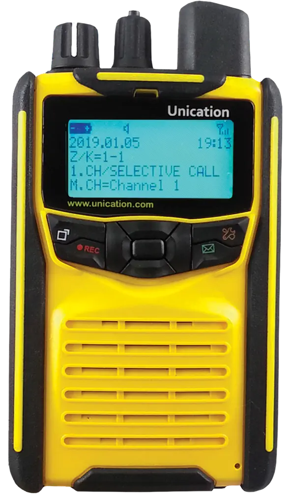 Unication G1 Yellow Voice Pager - VHF 137-153 MHz, Charger (only 3 available)