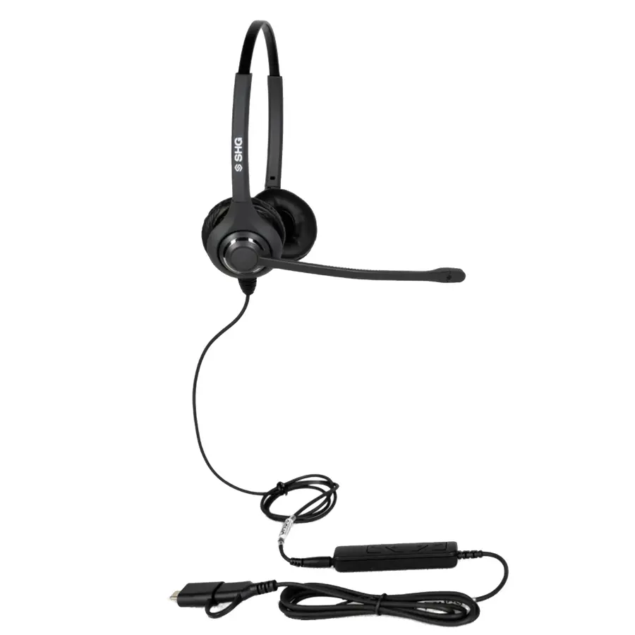 SHG S 5600 ELITE USB Binaural Call Center Headset, Noise-Cancelling Mic, In-Line Controls