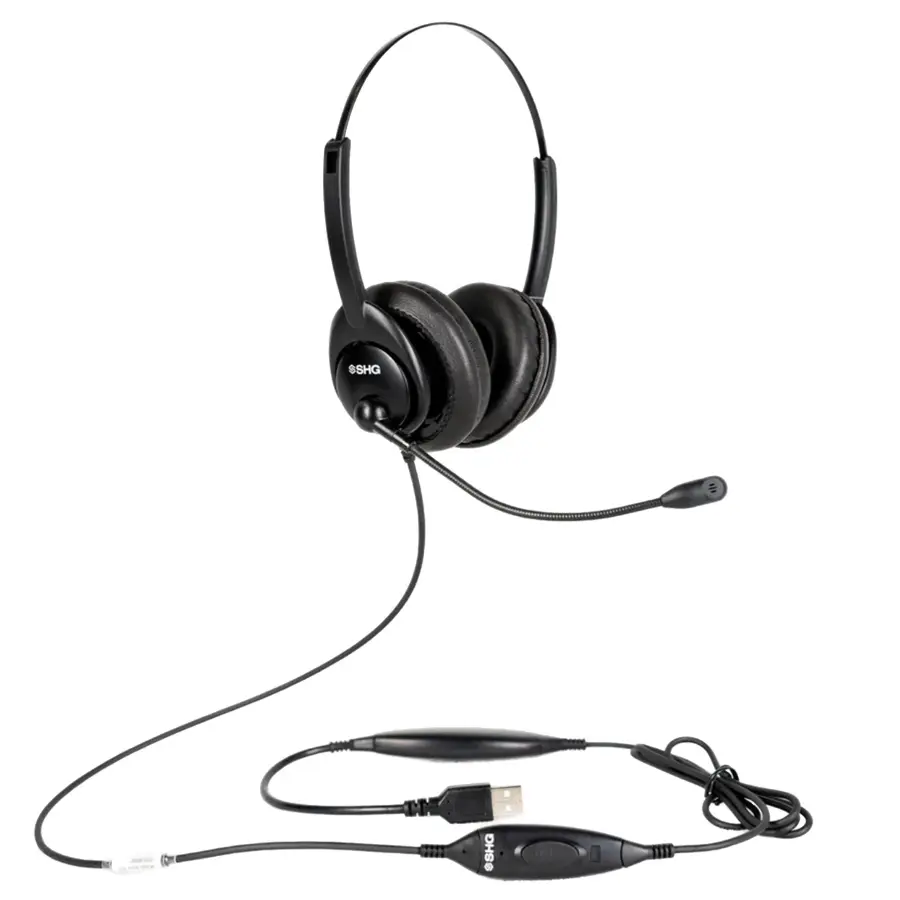 SHG S M5400 BOTH-PTT Military Binaural USB Headset, Noise-Cancelling Mic, PTT