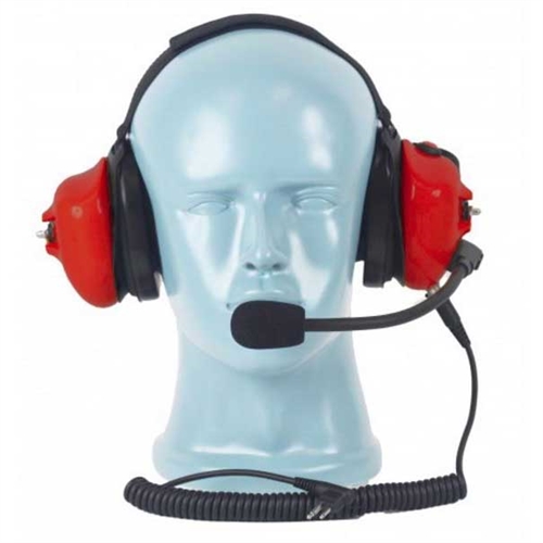 [HSN4R] Magnum HSN4R Neckband Dual Earmuff Headset, Boom Mic - Red