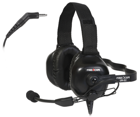 [UH-52] Firecom UH-52 Wired PTT Intercom/Listen-Only Radio Headset - Black PTT