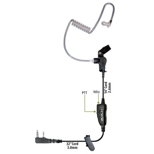 [Star-K1] Klein Star-K1 1-Wire Covert Earpiece, Tube - Kenwood, Relm, Hytera