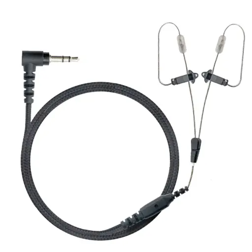 [RO-360+24-3.5-D] N-ear 360 Original Dual Ear Receive-Only Earpiece Kit, Braided Fiber 24 inch Cable, 3.5mm