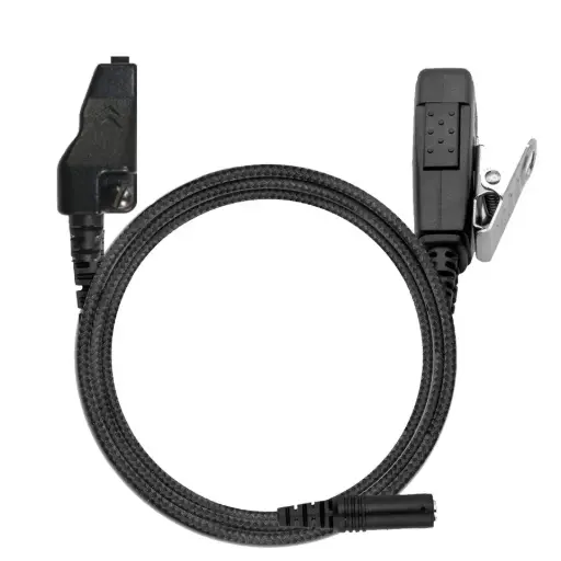 [3.5F+2W-K1] N-ear 3.5F+2W-K1 2-Wire Braided Fiber Mic, PTT, 3.5mm - Kenwood Multi-pin