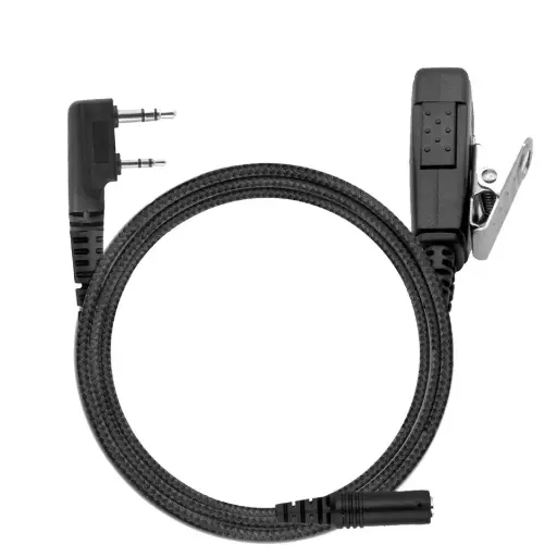 [3.5F+2W-K] N-ear 3.5F+2W-K 2-Wire Braided Fiber Mic, PTT, 3.5mm - Kenwood 2-pin