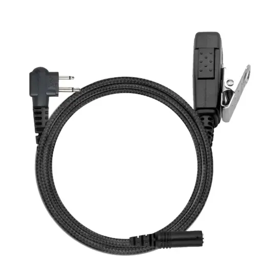 [3.5F+2W-M] N-ear 3.5F+2W-M 2-Wire Braided Fiber Mic, PTT, 3.5mm - Motorola 2-pin