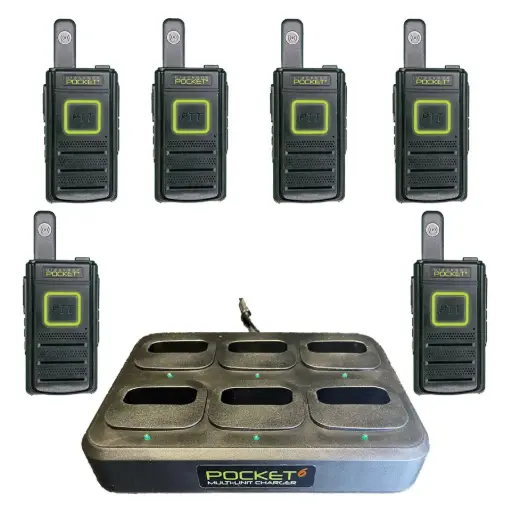 Klein Pocket+ UHF 1.5 Watt 2-Way Radio 6-Pack & Charger