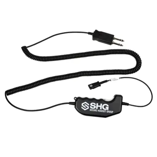 [S D145-PTT/AMP] SHG S D145-PTT/AMP 6 Wire Corded Pistol Grip - Poly QD